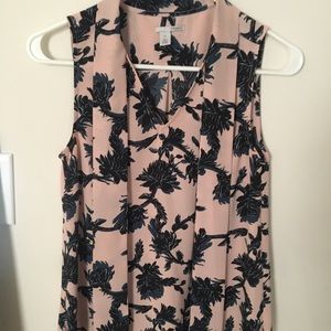 Blush Bow Tie Collar Sleeveless Blouse